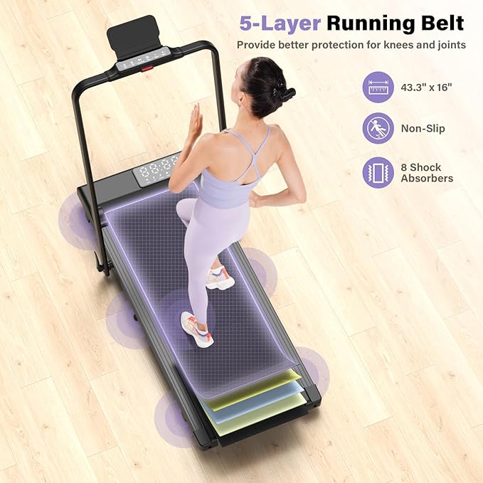 Caminadora Plegable Eléctrica con Inclinación y Barra de Soporte 3 hp Negra miniatura 5