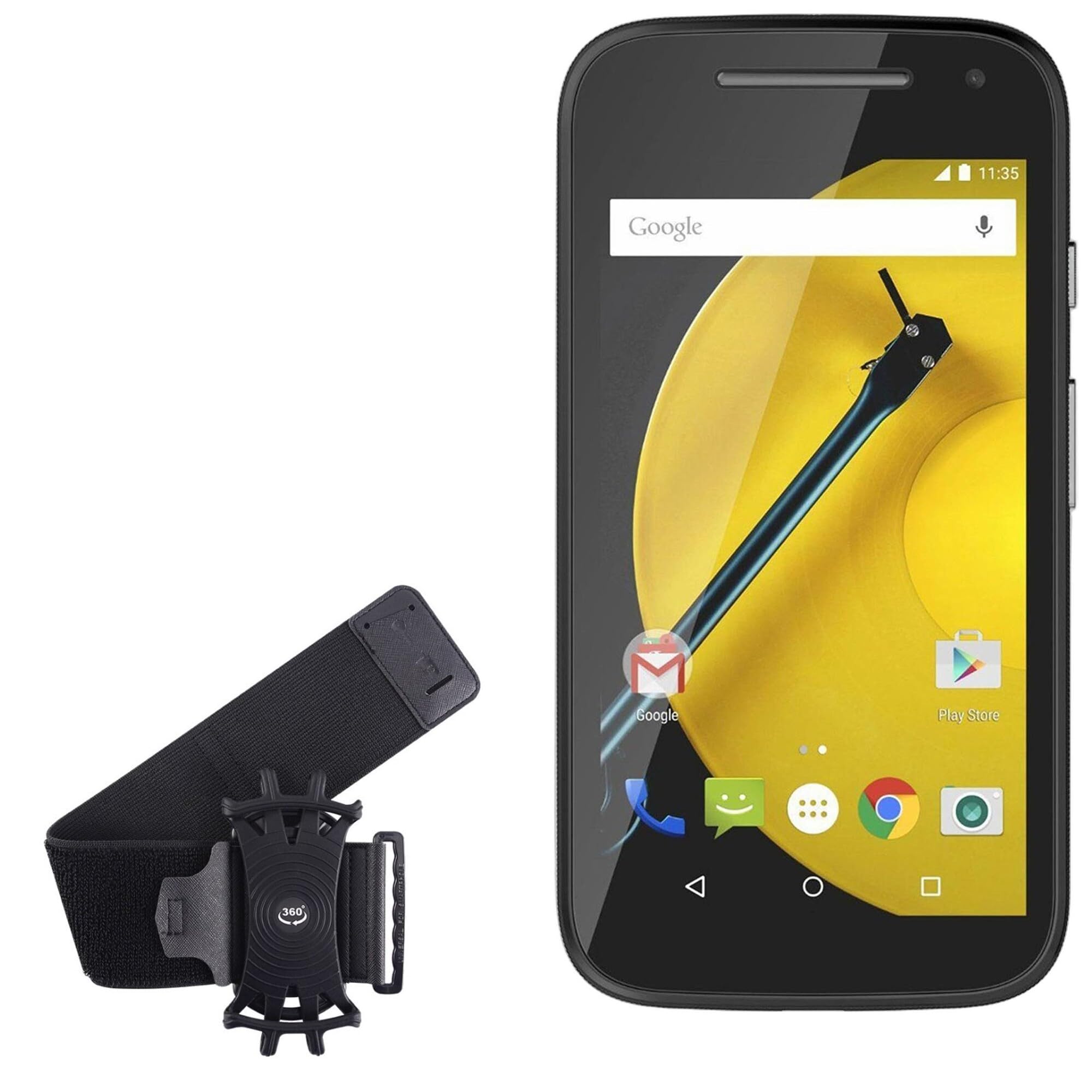 BoxWave Holster Compatible with Motorola Moto E (2015) - ActiveStretch Sport Armband, Adjustable Armband for Workout and Running - Jet Black