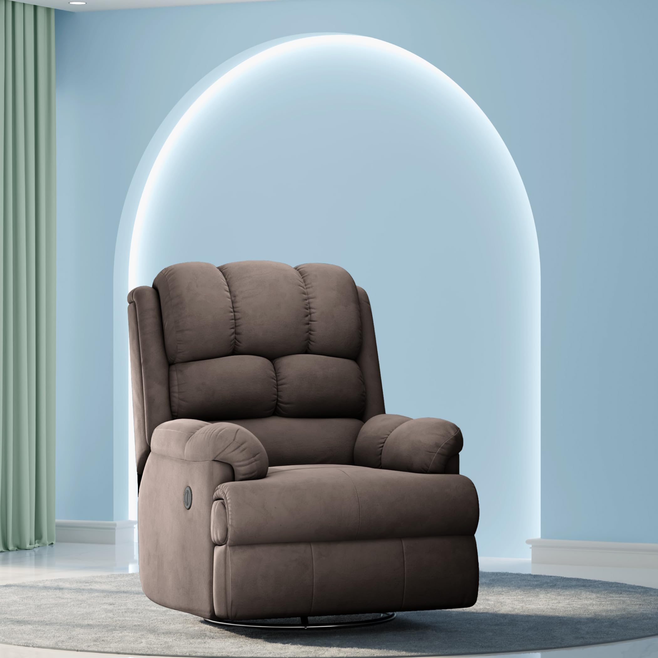 The Sleep Company Luxe Motorised Standard Recliner | Patented SmartGRID Technology | Motorised Single Recliner Sofa | Unique Lumbar Design | Premium Upholstery | Coffee Brown | Free Installation