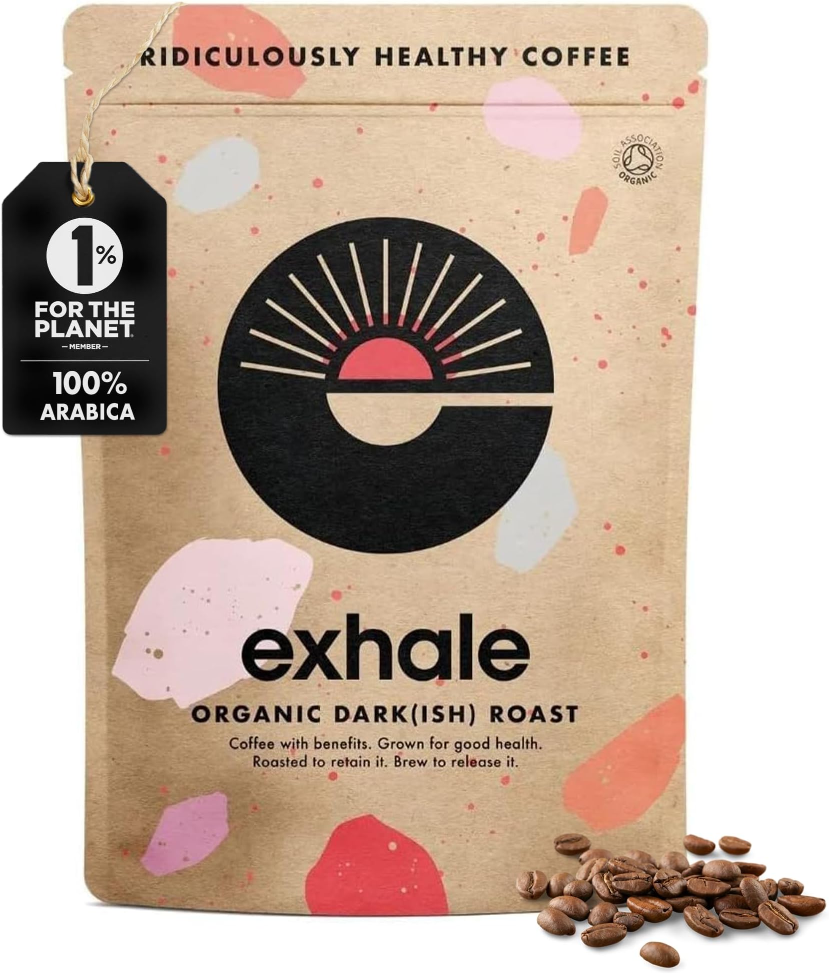 Organic Wholebean Coffee - 450g Pack - Mycotoxin Free, Mould Free & Polyphenol Rich (Dark Roast, 450g)