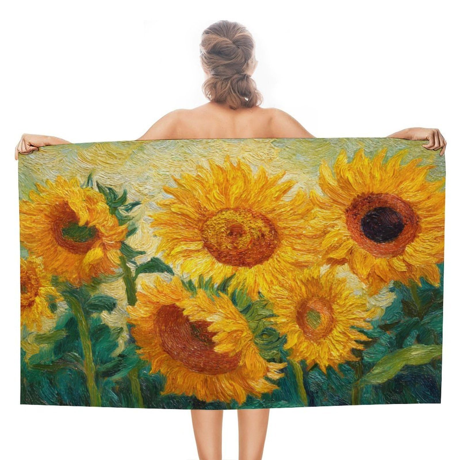 LSRCPD Yellow Sunflowers Beach Towel Sand Free Microfiber Large Shower Towels Multipurpose Absorbent for Bathroom Pool 130x80 CM
