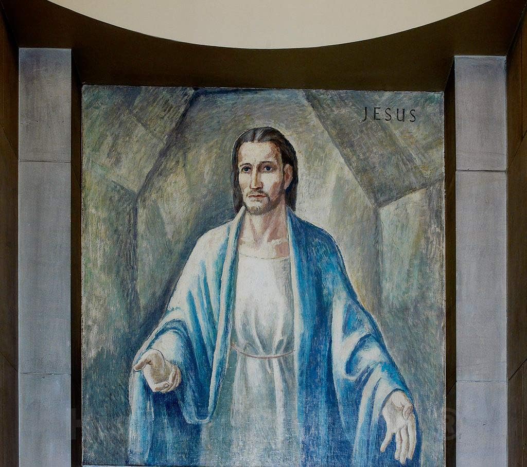 Historic Pictoric Photo - Oil Painting Jesus Located in Stairway of Great Hall, Department of Justice, Washington, D.C.- Fine Art Photo Reporduction 20in x 16in