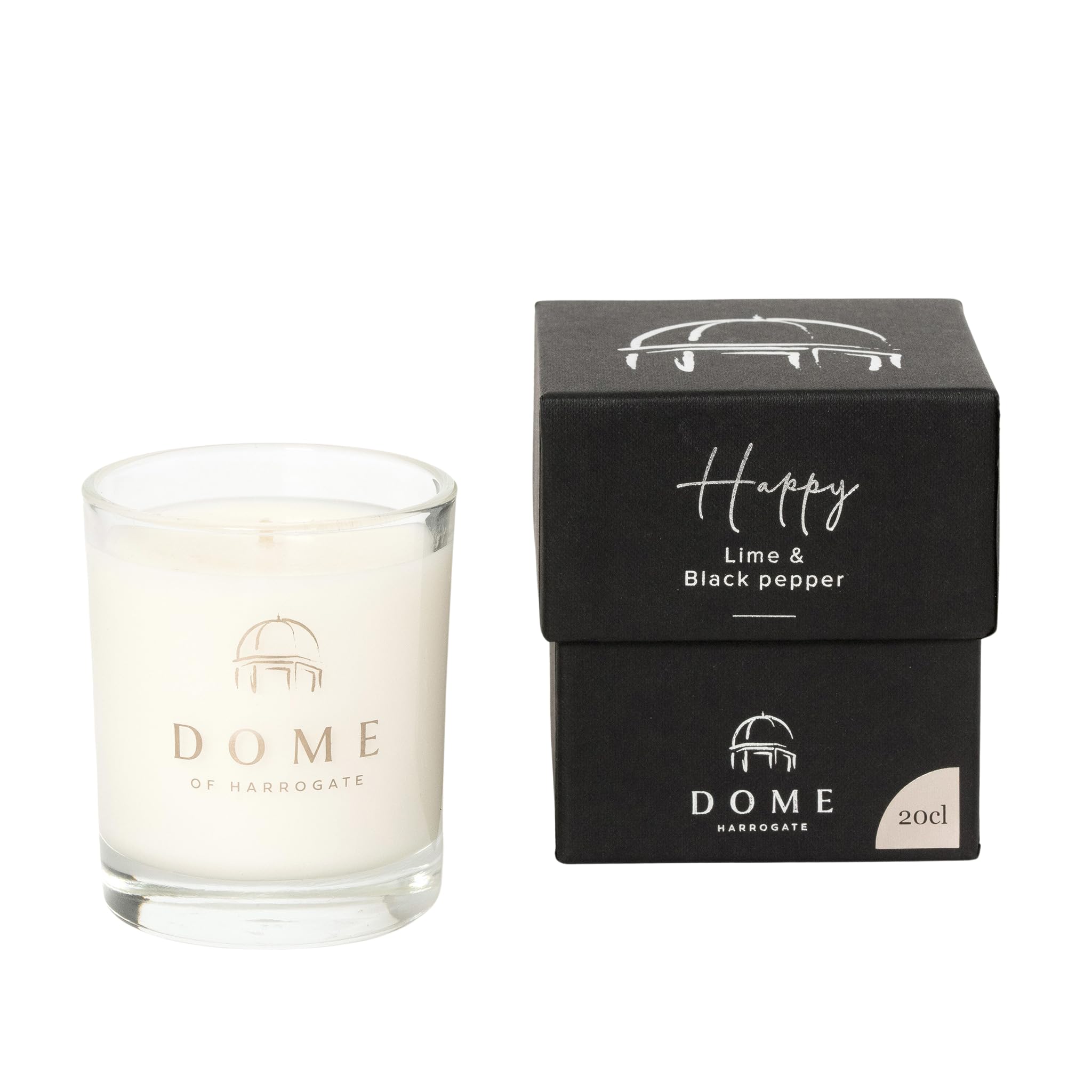 Dome of Harrogate Happy Lime & Black Pepper Mood Candle – 20cl – Energizing, Uplifting Fragrance for Home & Relaxation – Natural Soy Wax Candle