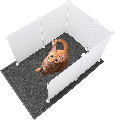 Caja de arena para gatos con alfombrilla de arena para gatos, fácil de limpiar, caja de arena extra grande para gatos, escudos para orina para