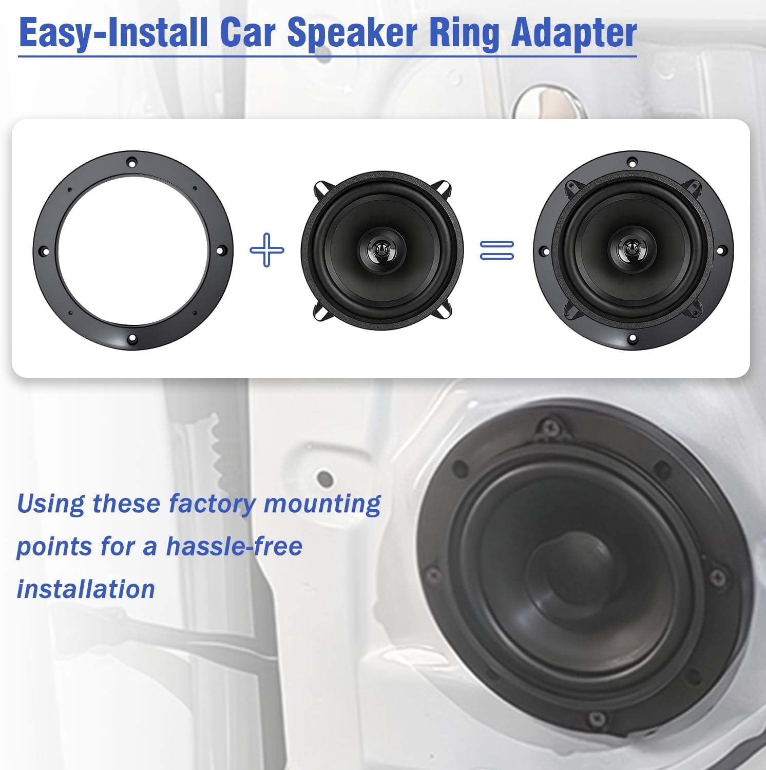 5 5.25 Inch Speaker Spacer Ring,0.5" Depth Hollow Audio Adapter | 2PCS Plastic Front Door Speaker Adapters,Predrilled Aftermarket Car Speakers Mount Bracket Gasket Kit