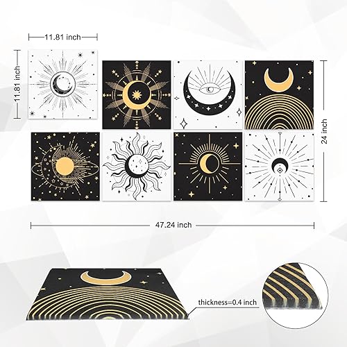 Miniatura 5 de AtawLege Paquete de 8 paneles acústicos artísticos que absorben el sonido, 47.24 x 24 pulgadas, paneles decorativos autoadhesivos a prueba de sonido