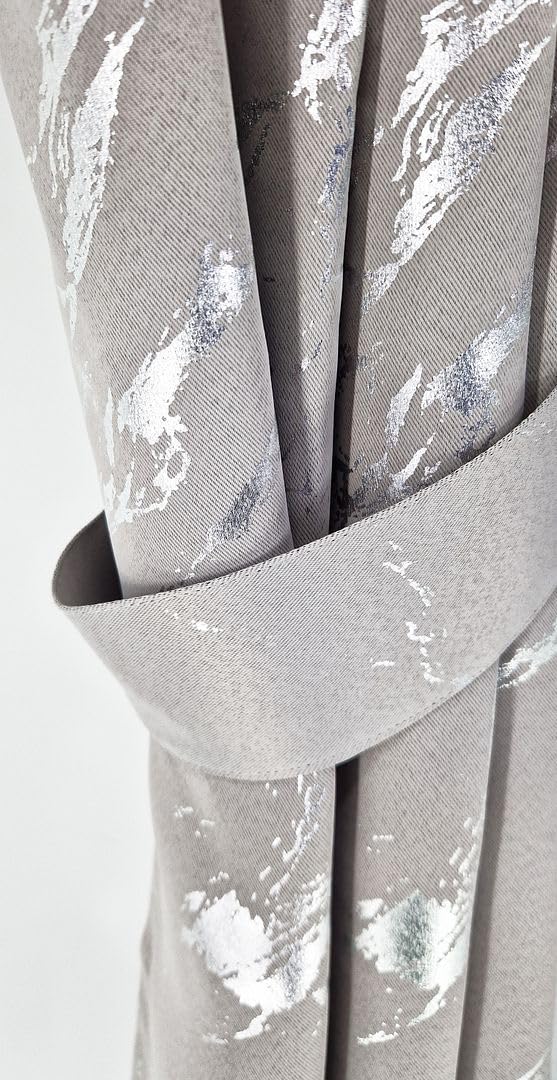 John Aird Pair Of Tie Backs Silver Foil Marble Effect (Silver, Pair Of Tie Backs)