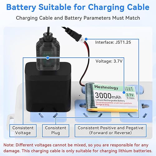 Miniatura 5 de Paquete de 4 cables de carga USB de 3.7 V con conector de enchufe JST 1.25 para batería Lipo 1S de placa de desarrollo, LoRa Meshmastic Arduino IoT