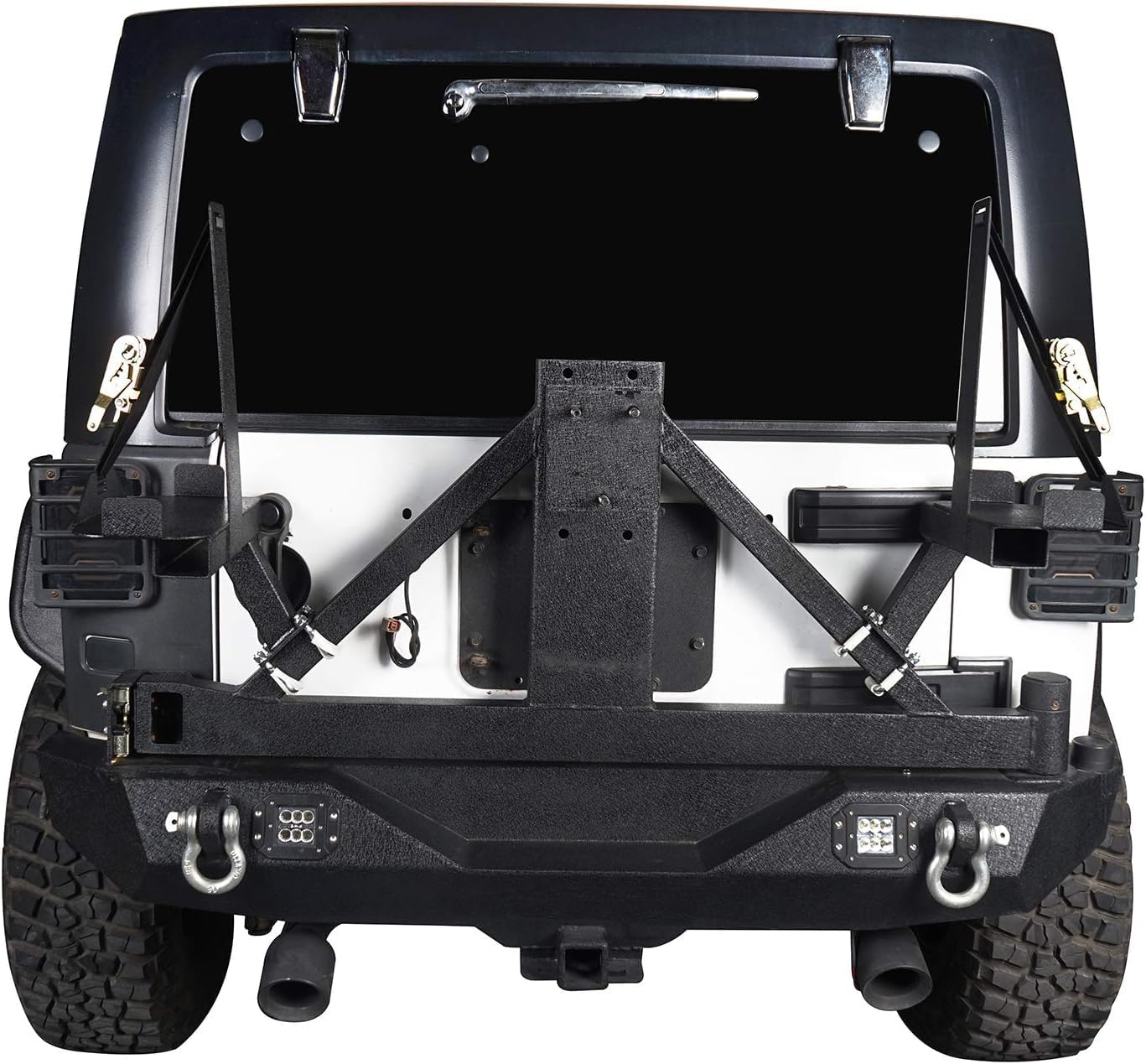 Hooke Road Wrangler 5.3 Gallon Oil Jerry Gas Can Holders Fit for Jeep Wrangler JK 2007-2018 Squre Type Tire Carrier Rack, Set of 2