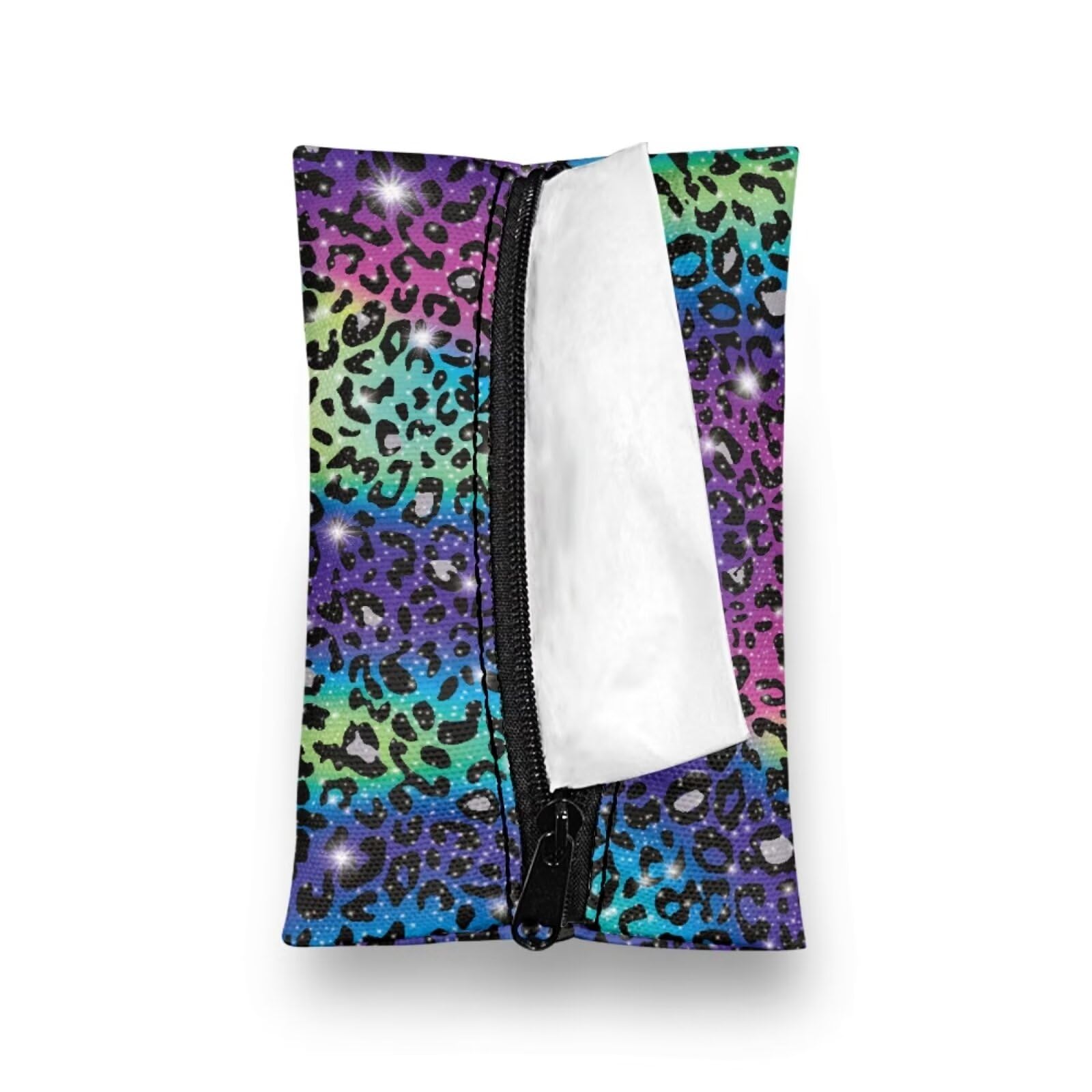 Binienty Colorful Leopard Mini Zipper Tissue Holder Purse for Women Men,Reusable Small Tissue Holder Pouch Cosmetic Bags Coin Wallet