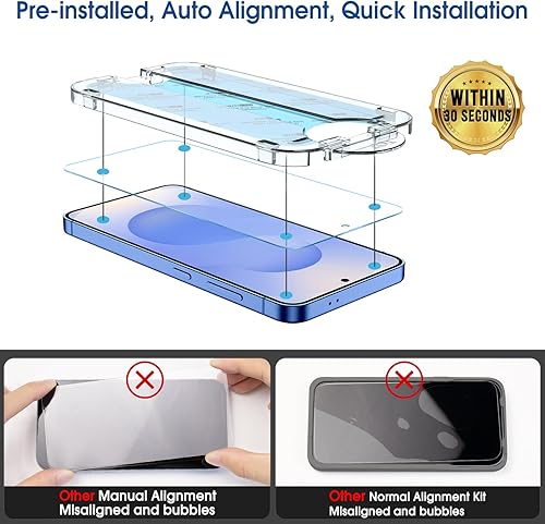 Vista 20 de amFilm OneTouch - Protector de pantalla de alineación automática para Samsung Galaxy S23 de 6.1 pulgadas + protector de lente de cámara, vidrio