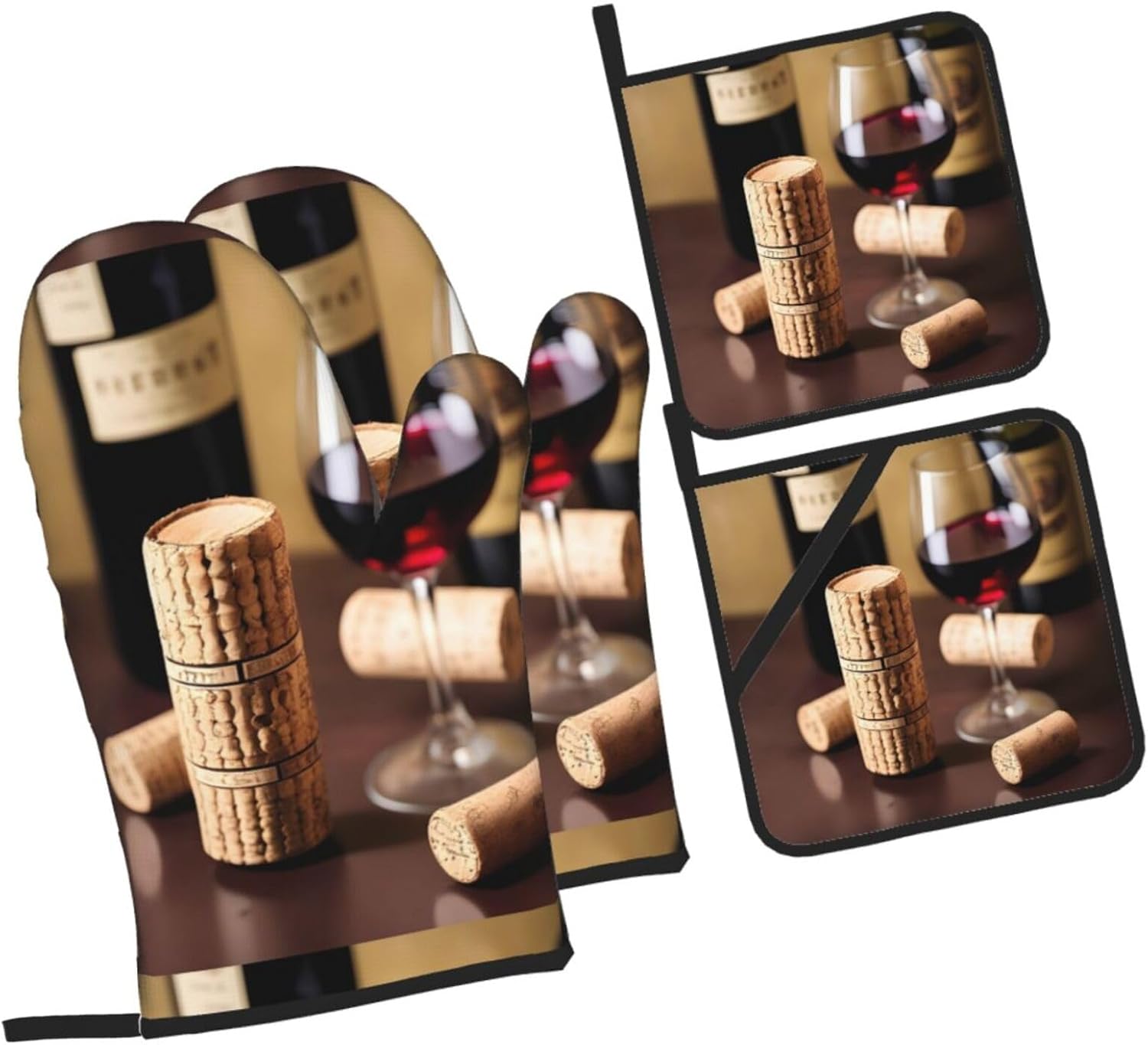 Wine cork Kitchen baking four piece set, fit for cooking and baking, oven, microwave, and outdoor barbecue