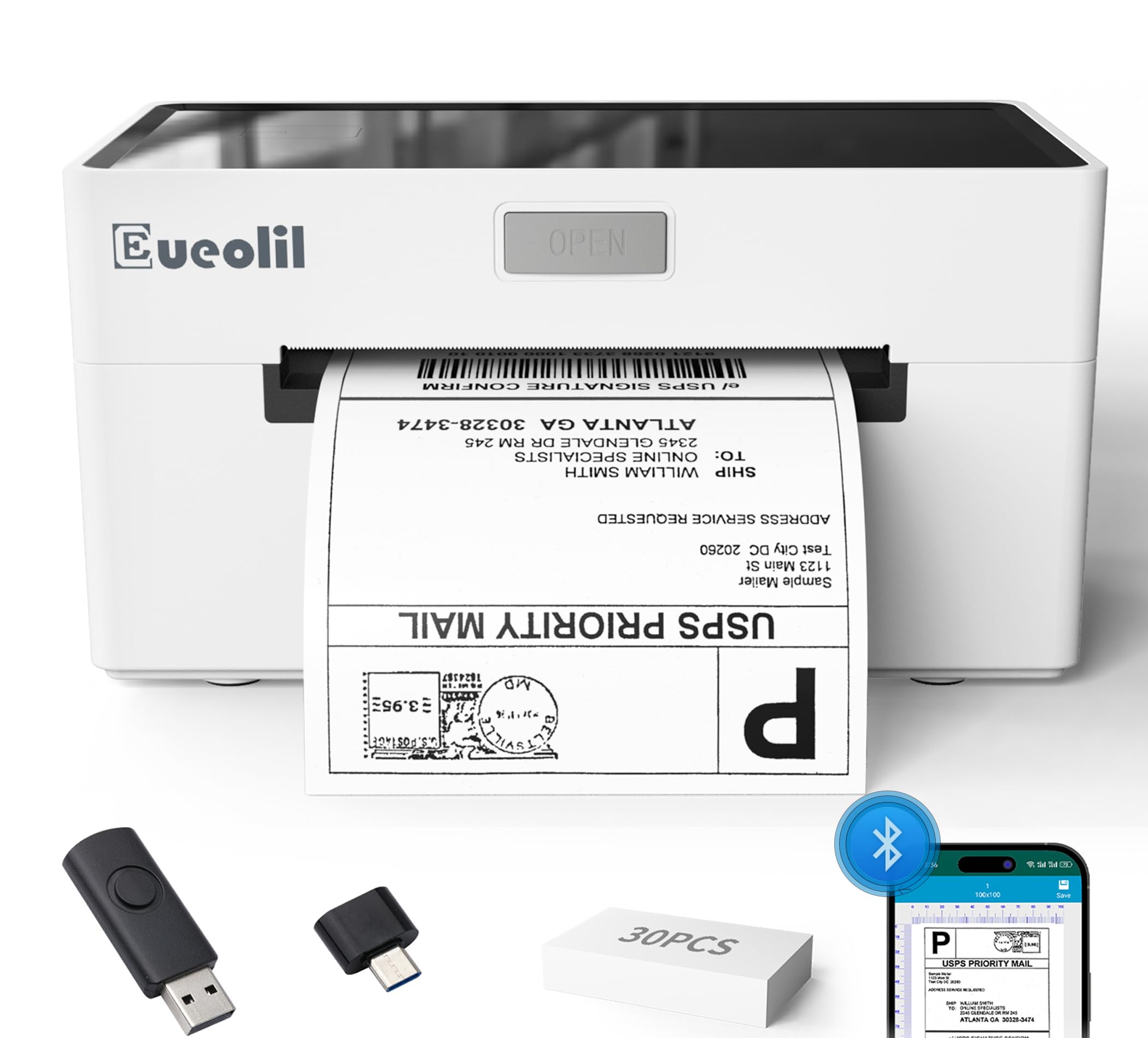 4×6 in Bluetooth Shipping Thermal Label Printer,Portable Label Printer for Small Business,Compatible with Android?iPhone?Windows?Mac,Widely Used for Home?Small Businesses and Office