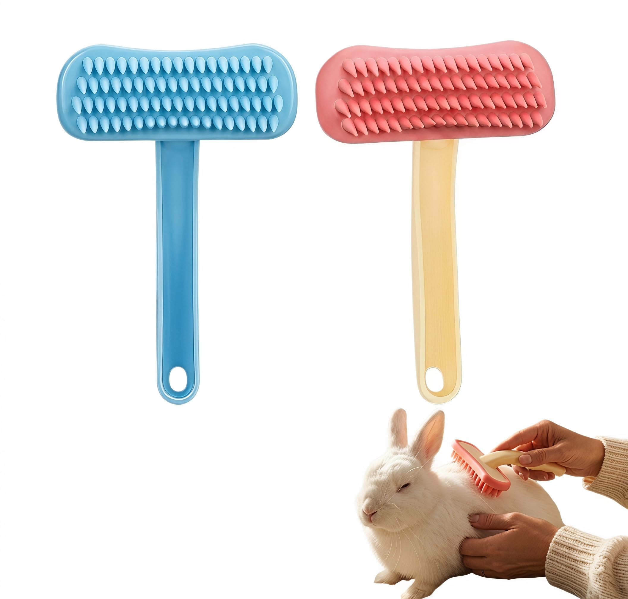 Rabbit Brush, 2 Pcs Soft Silicone Cat Brush, 13.8×9cm