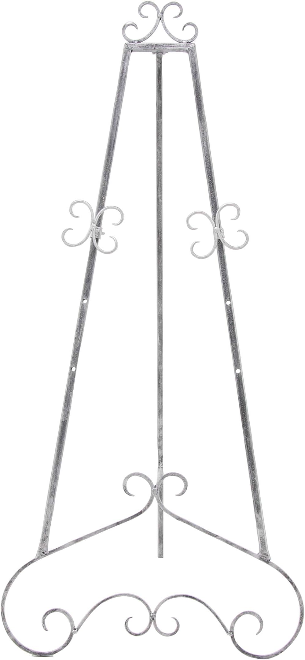 Deco 79 Metal Scroll Extra Large Free Standing Adjustable Display Stand Easel with Chain Support, 22" x 22" x 48", Gray