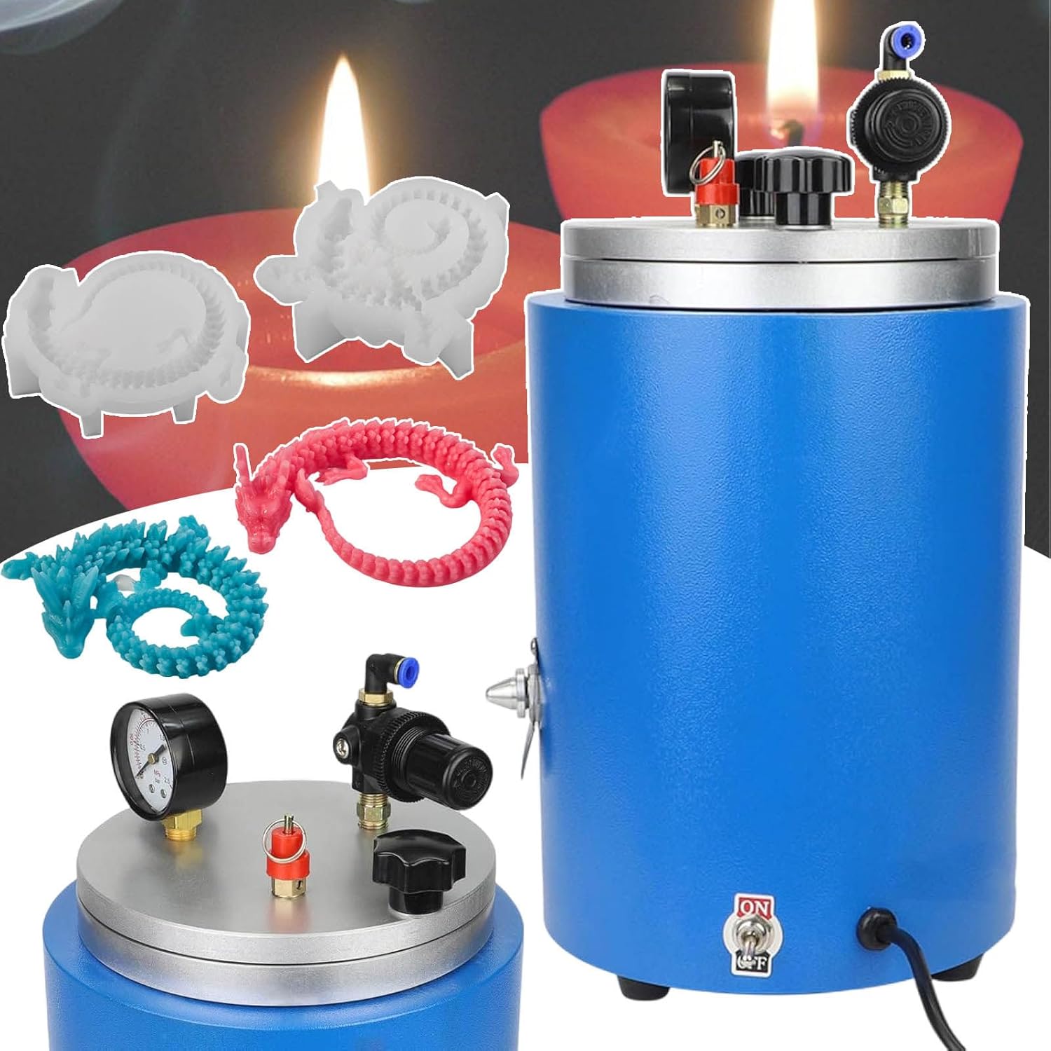Jewelry Tool,500W Wax Injector Wax Molding Machine,with 2pcs Dragon-Shaped Molds,2.2L Large Capacity,Suitable for Make Candles/Seals/Handicrafts,Save Time & Energy,Simple to Use