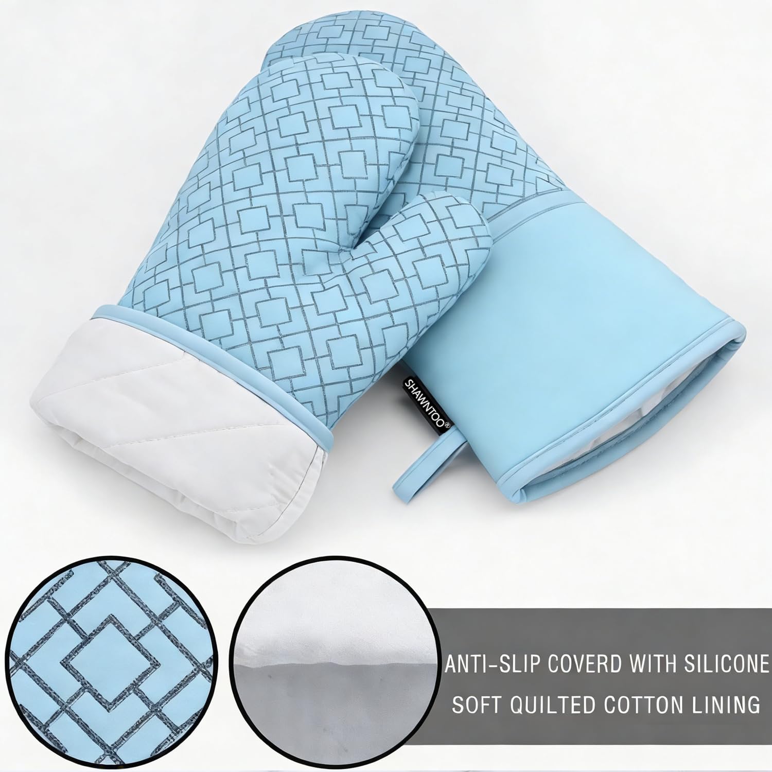 Juego de 6 manoplas de horno y soportes para ollas, guantes de horno de cocina, resistentes al calor, guantes de horno extralargos de 550 grados y agarraderas con superficie de silicona antideslizante
