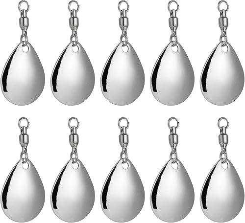 Alwonder Paquete de 10 cuchillas giratorias con rodamiento de bolas, cola giratoria, spinnerbait, suministros de fabricación de señuelos para bajos,
