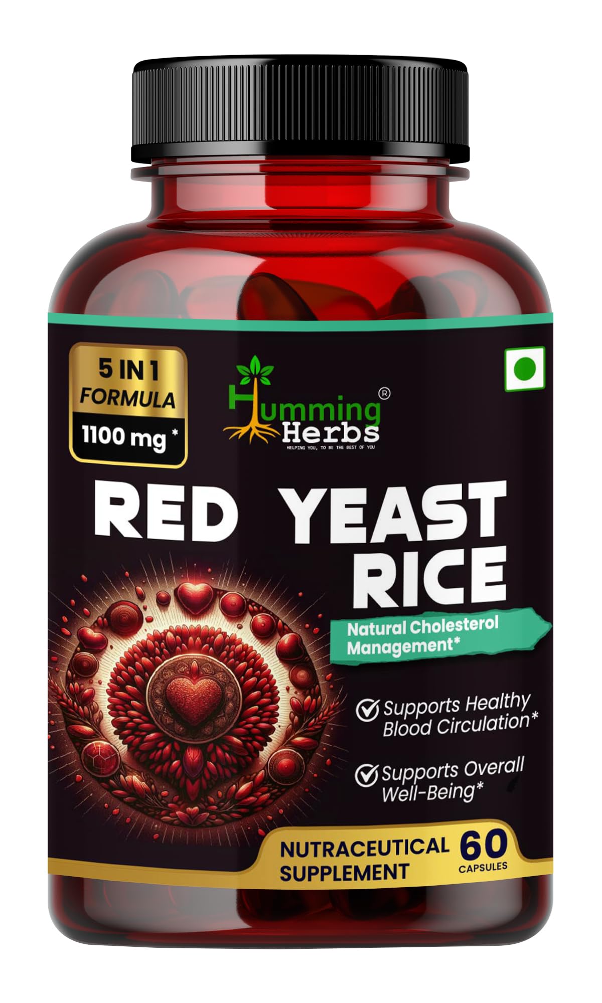 Humming Herbs Red Yeast Rice 500mg - Natural Cholesterol Support with CoQ10, Policosanol & Lycopene - Promotes Heart Health & Blood Circulation (B0CRL8BBSQ) Amazon Price History, Amazon Price Tracker