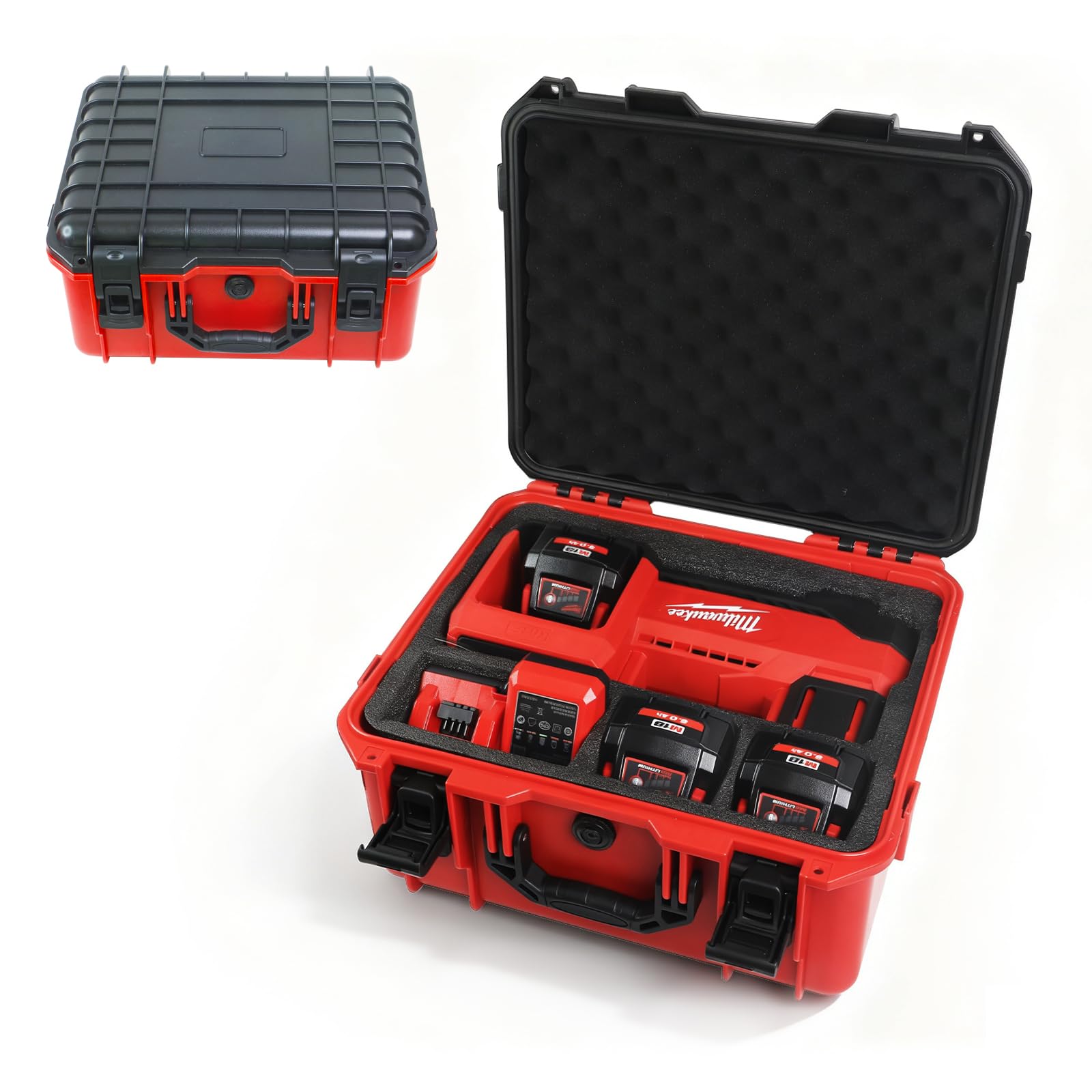 Air Compressor Case for Milwaukee Inflator,Waterproof Hard Case for Milwaukee M18 Inflator 2848-20, Air Compressor Storage Box Compatible with Batteries & Charger (Case Only) (RED)