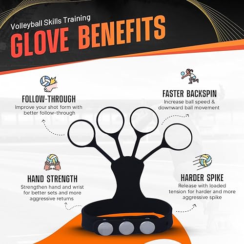 Miniatura 2 de Spike Glove – Ayuda de entrenamiento de voleibol – Ideal para mejorar la potencia, precisión y Topspin en porciones y pinchos – Guante de silicona