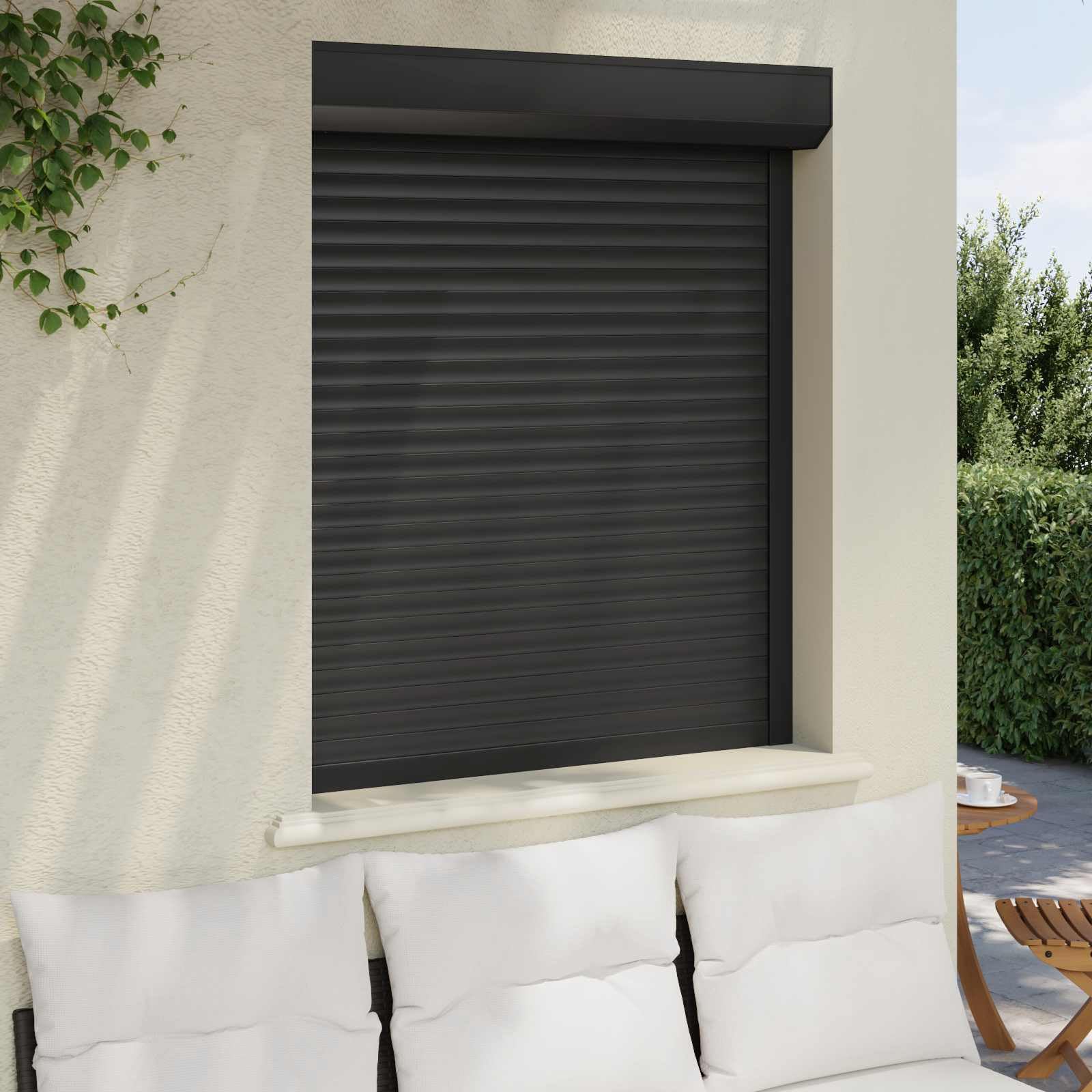 Store enrouleur anthracite 100 x 120 cm en aluminium et polyuréthane pour fenêtre - Protection contre les regards indiscrets et la chaleur - Utilisation manuelle
