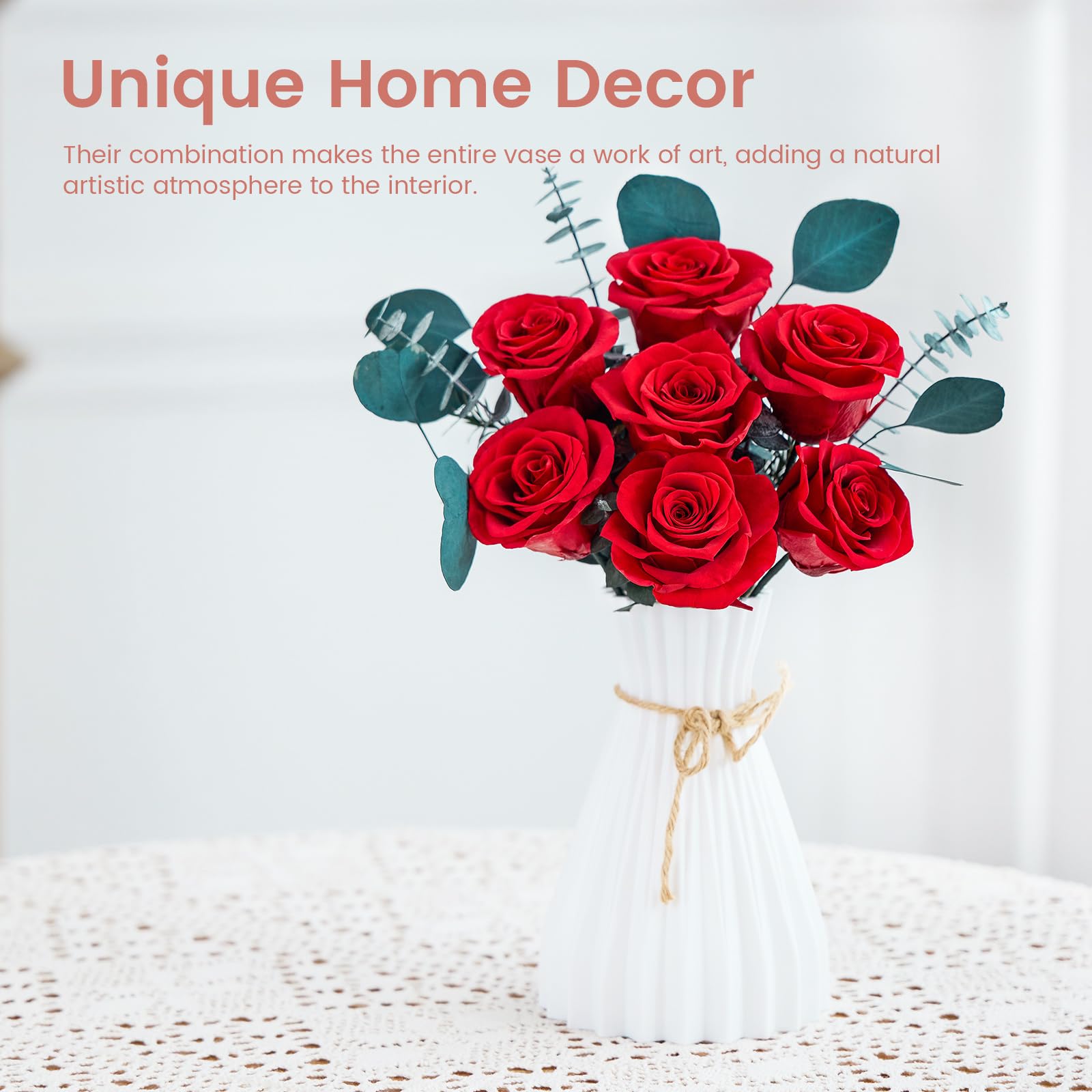 Mosstory Ramo de rosas de 7 piezas para siempre, ramo de flores frescas, regalo ideal para esposa, día de la madre, día de San Valentín, aniversario, cumpleaños, graduación (rosas rojas)