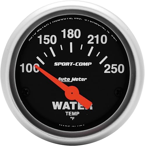 Auto Meter 3337 Sport-Comp Medidor eléctrico de temperatura del agua, regular, 2.3125 pulgadas