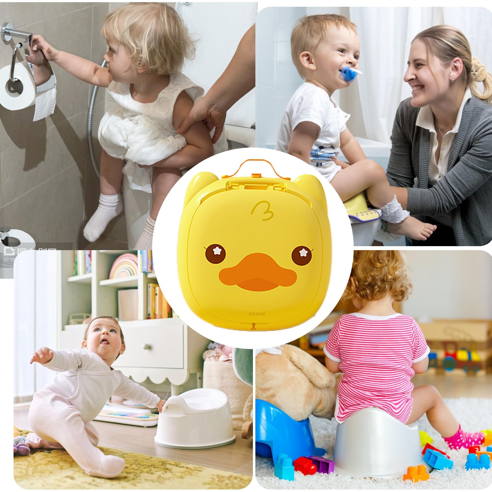 Orinal de viaje plegable, asiento de inodoro portátil, 9.45 x 6.69 | pulgadas para niños con absorbente, entrenador duradero, inodoro móvil con diseño plegable, ayuda de baño infantil para viaje