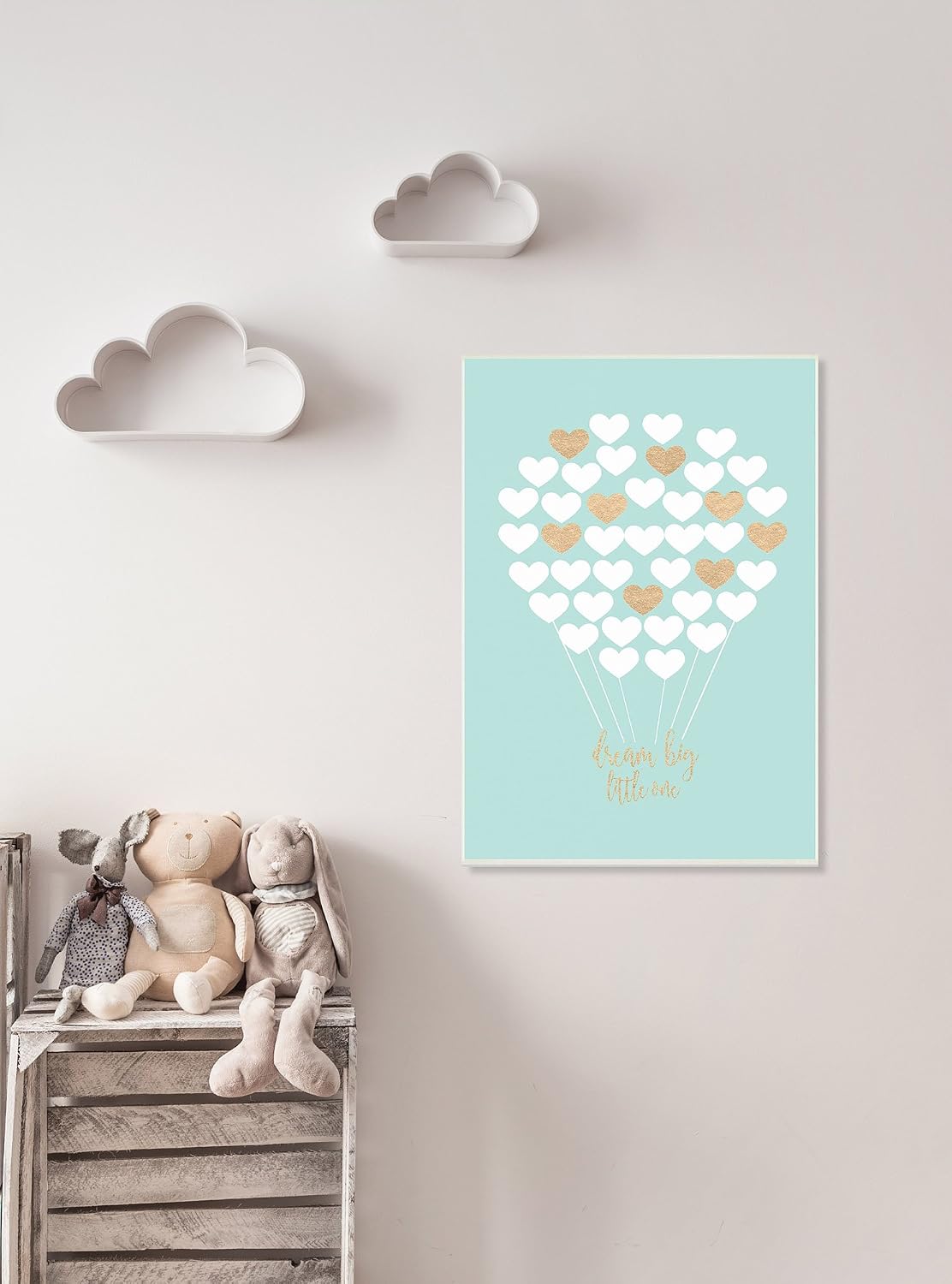 Stupell Home Décor Dream Big Little One Hot Air Balloon Teal Wall Plaque Art, 10 x 0.5 x 15, Proudly Made in USA