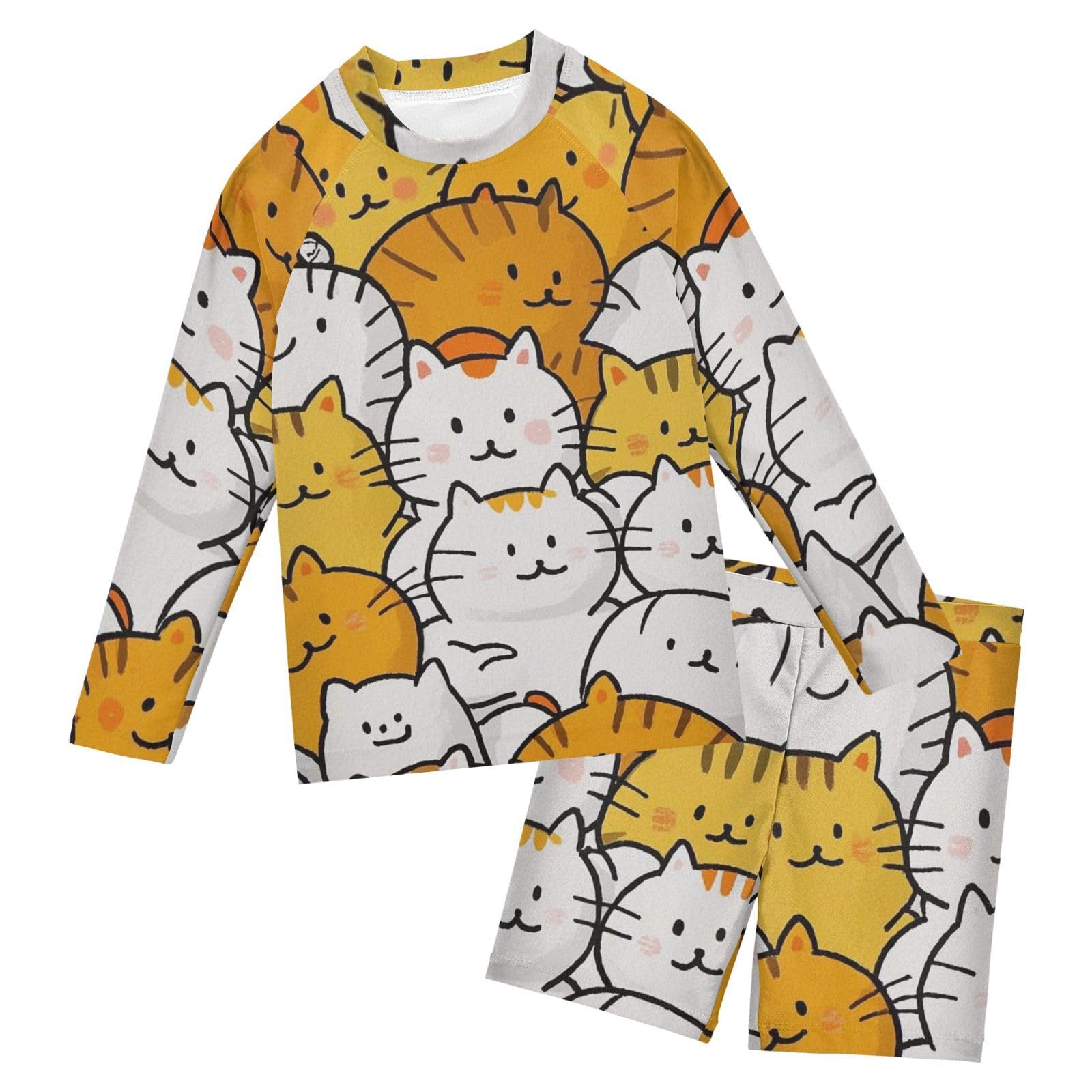 Bañador de gato dos piezas infantil con protector de erupción manga larga 6