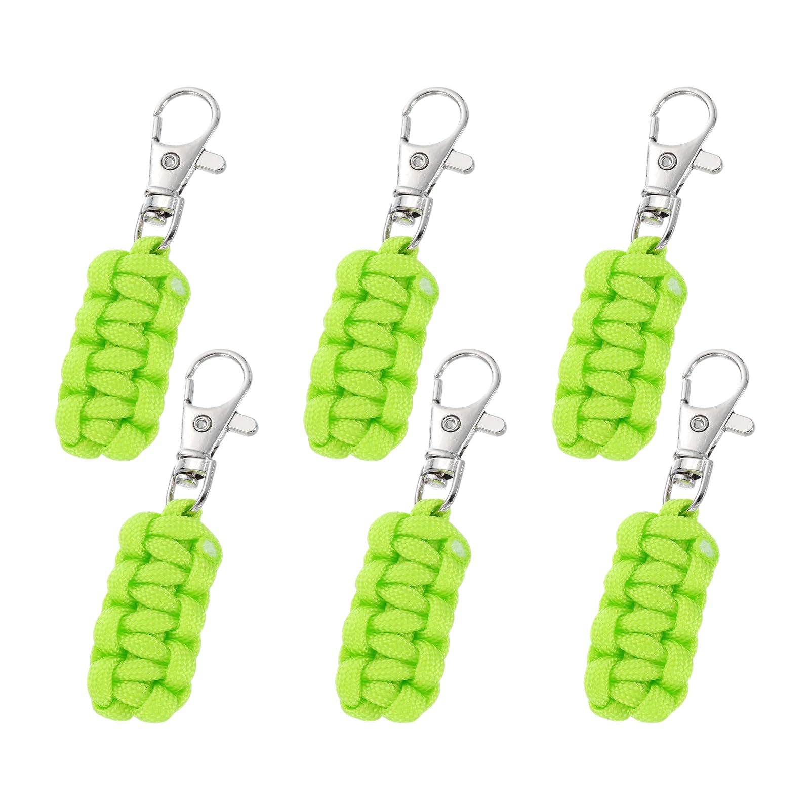 YELARXI Paracord Zipper Pull Polyester Zipper Pulls Replacement Woven Rope with Metal Clasp, 80 mm Length Fit for Backpacks Clothing Luggage Accessories - Cylinder (6 Pack, Light Green)