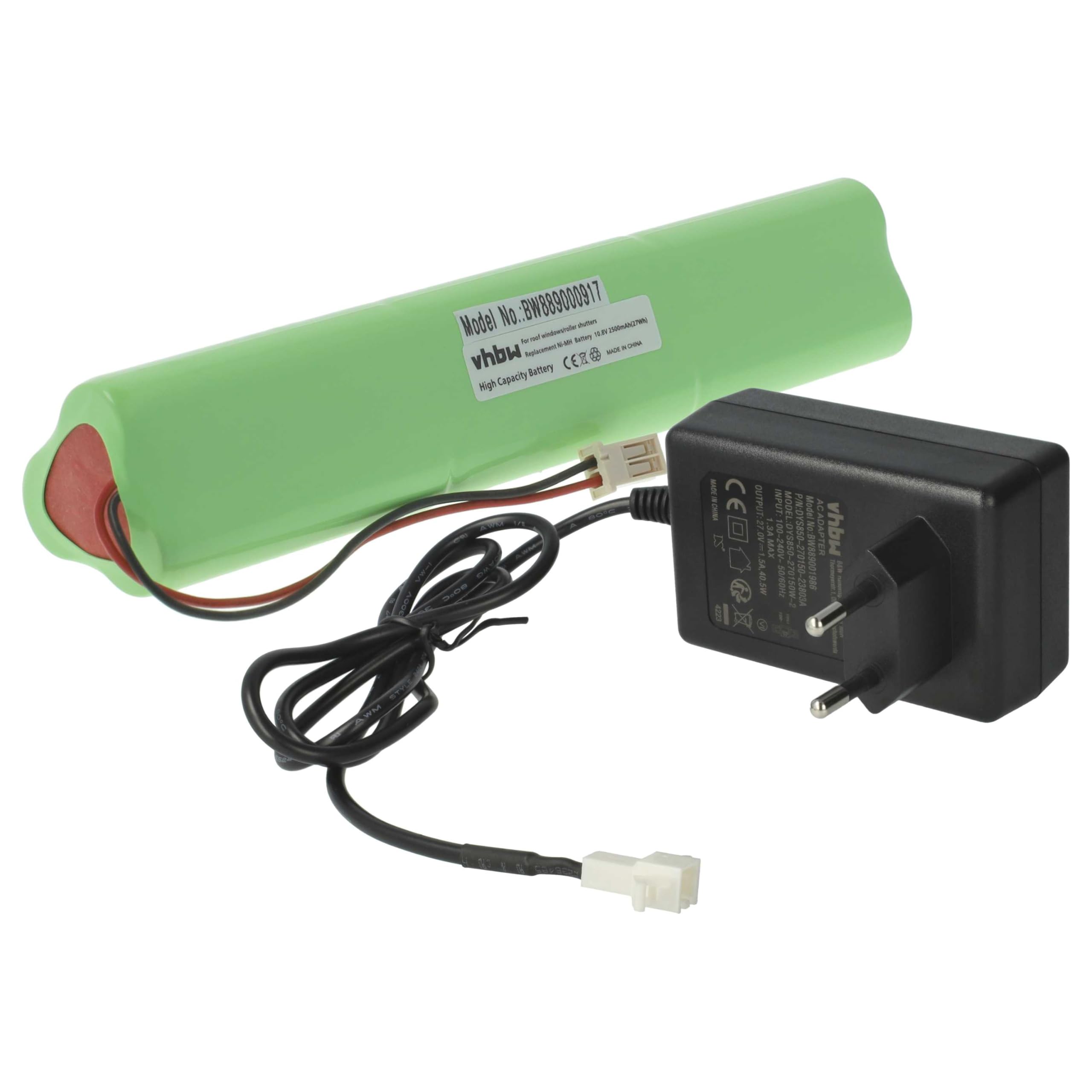 vhbw Cargador Incl. batería (2500 mAh) Compatible con Velux 846933, GP210AFHT baterías NiMH