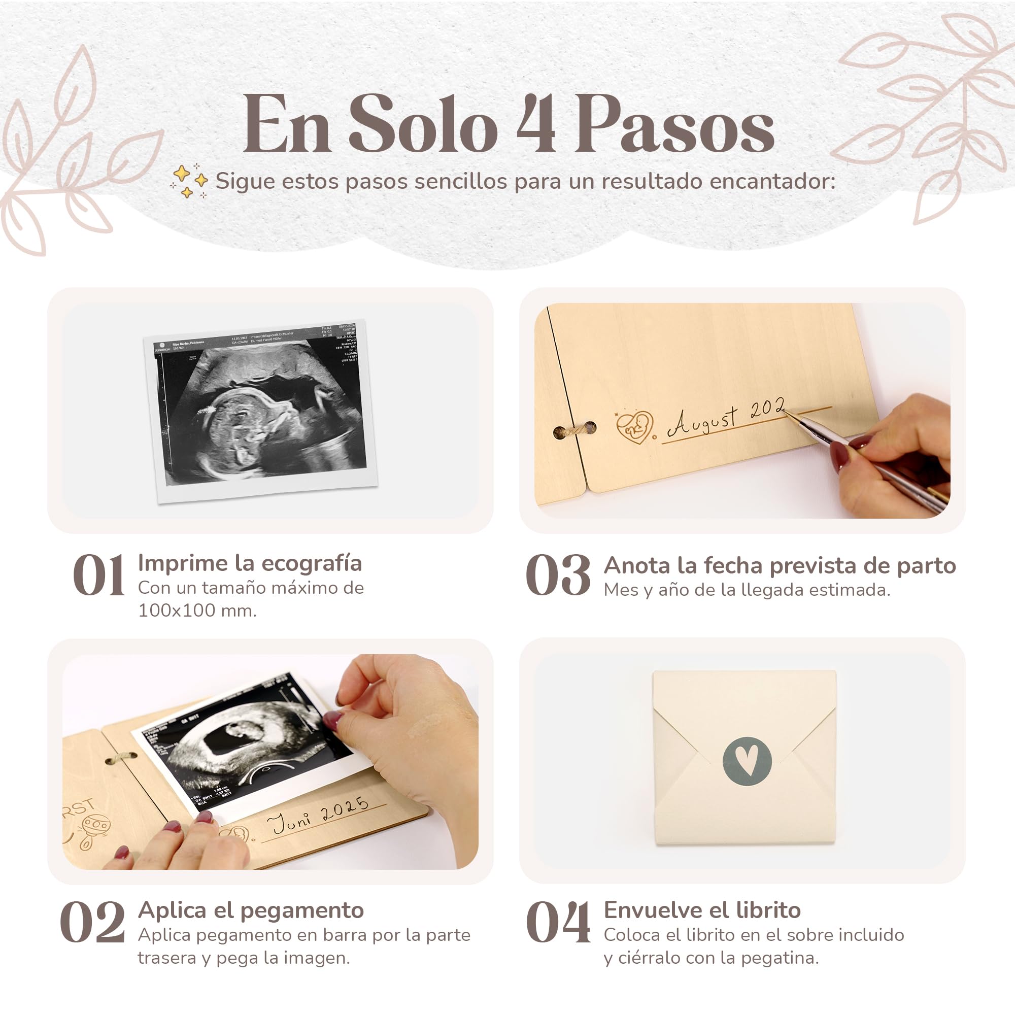 Announce pregnancy grandparents and family with wooden booklet, You will be grandparents, Let's have a baby - Image 4
