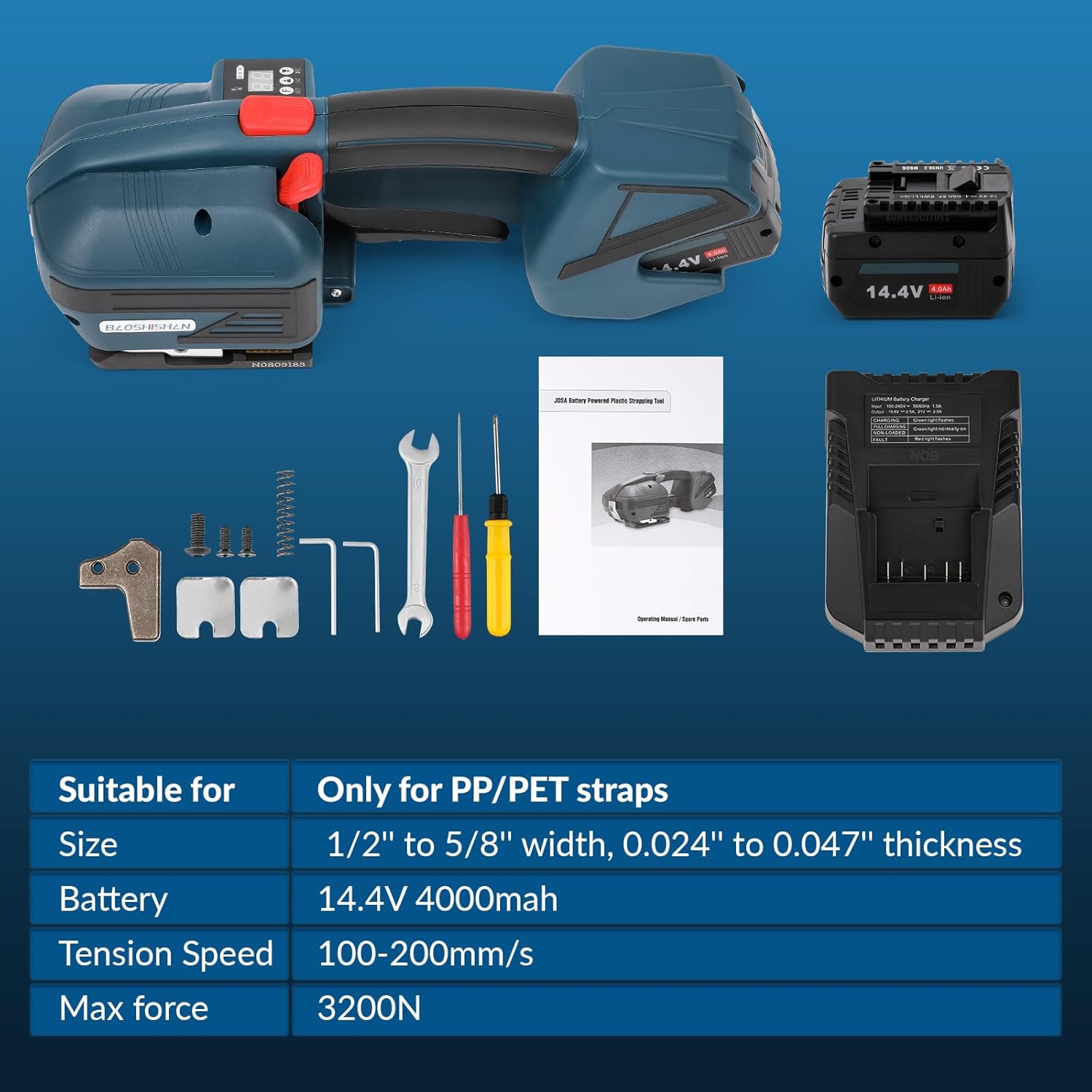 Contents of the BAOSHISHAN Electric Strapping Machine package