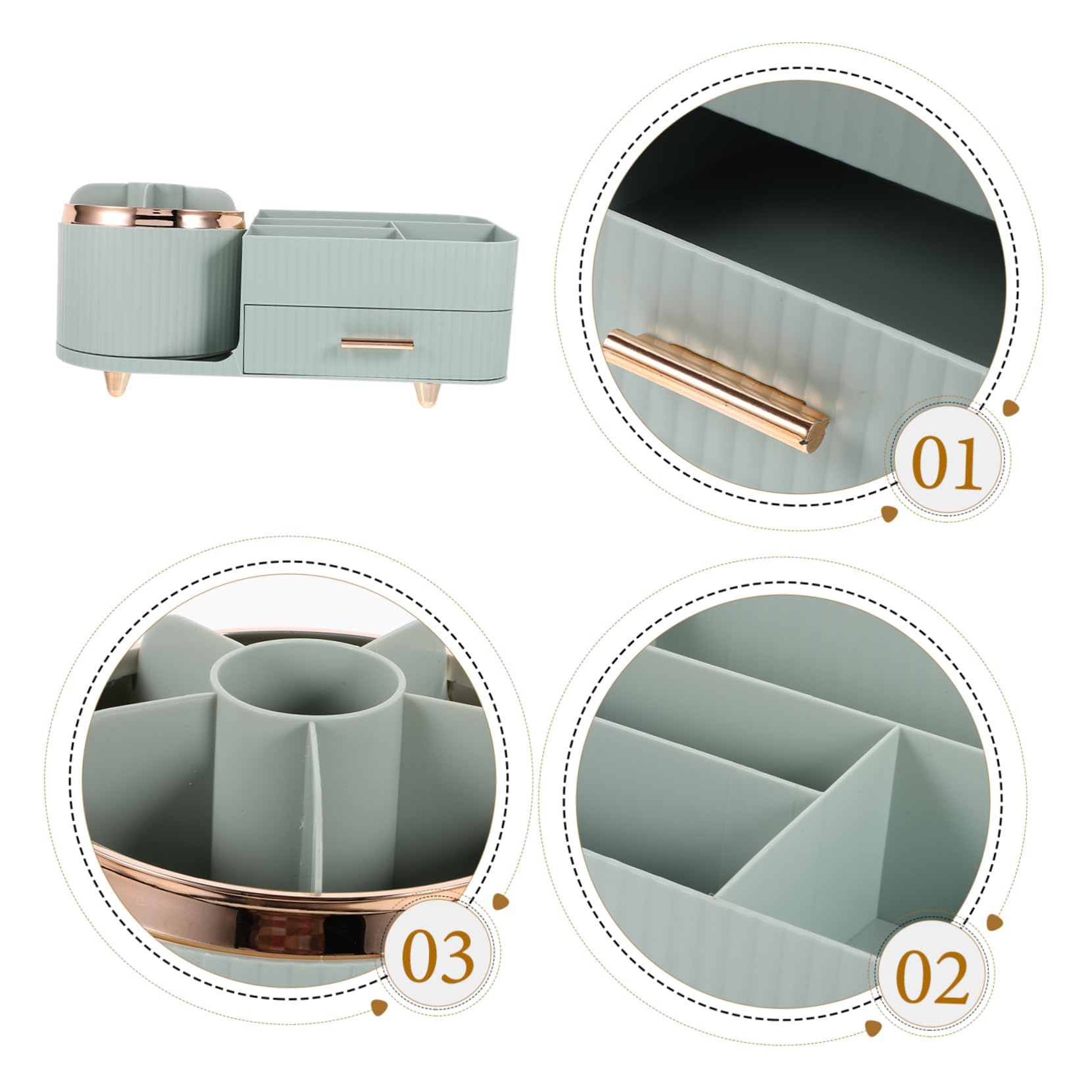 VICASKY Organisateur de maquillage rotatif avec rangement cosmétique pour coiffeuse - Porte-pinceaux polyvalent en matériau durable pour organiser les produits de maquillage