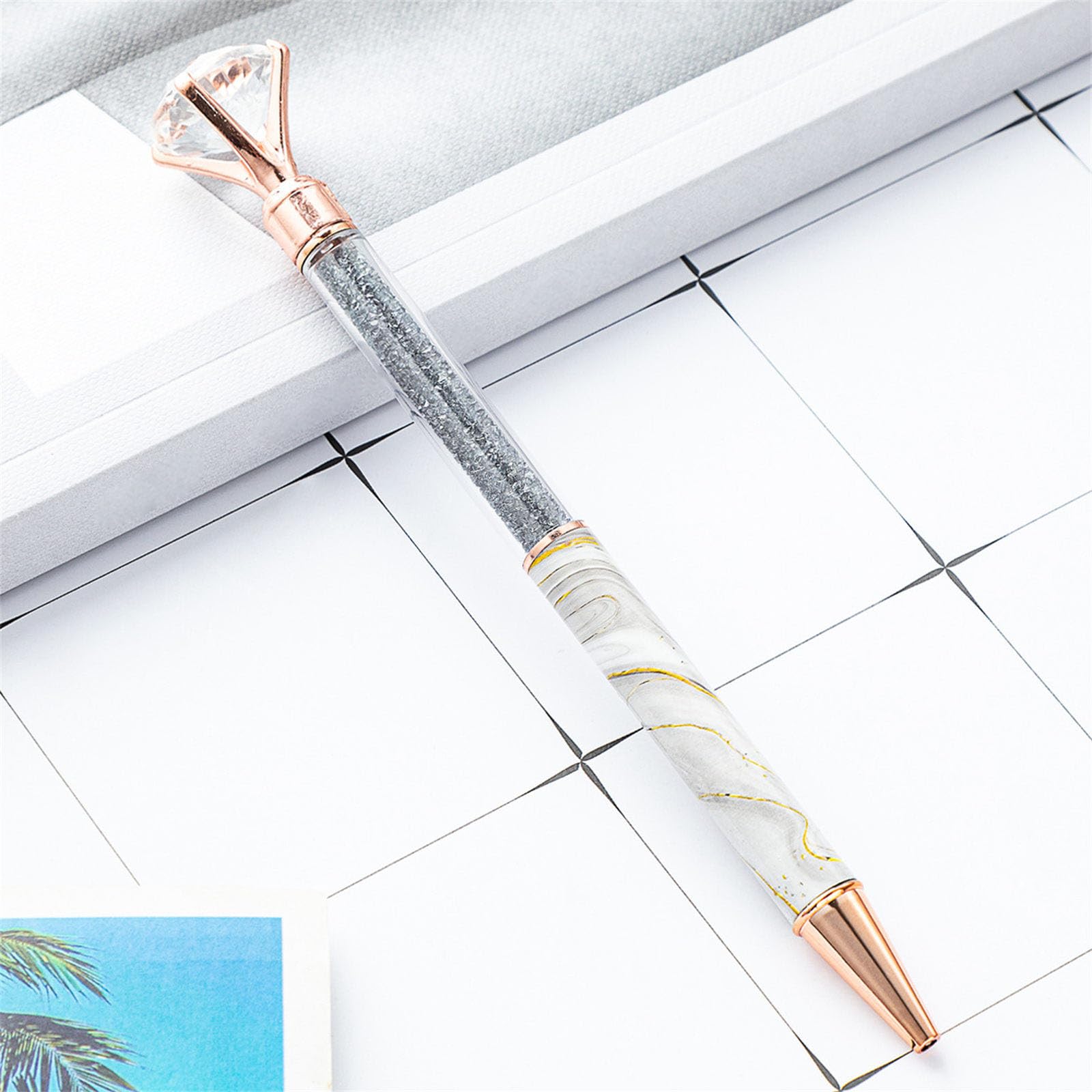 Diamond Ballpoint Pen Metal Ballpoint Pen Black 1 0mm Tip Write Smoothly Refillable For Student Teacher Office Supplies — view 6