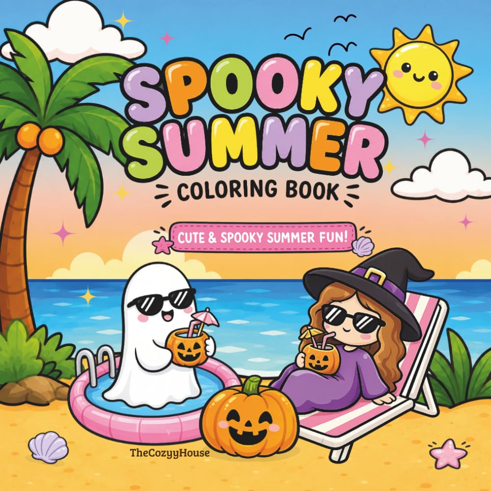 Spooky Summer Coloring Book: Cute & Cozy Summer Halloween Coloring Book