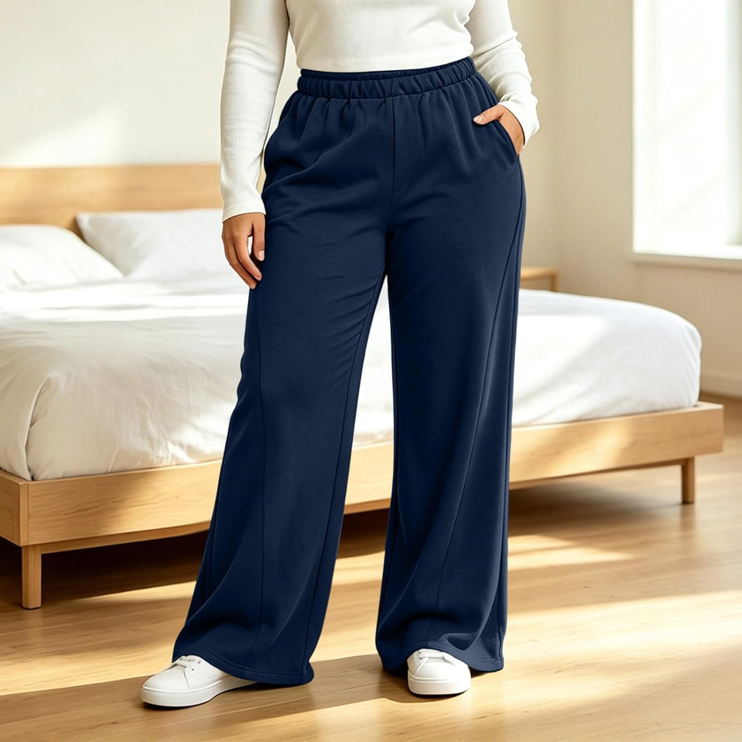 Women's Plus Size Wide Leg Sweatpants with Pockets