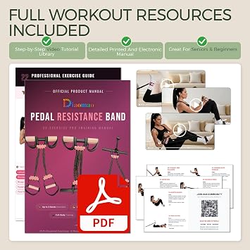 Pedal Resistance Band with Handle Video Guide,3 Anti-Snap Multifunction Adjustable Foot Pedal Resistance Bands Exercises with Handles Door Anchor for Women Beginners Home Gym Travel Work Arm ABS Leg