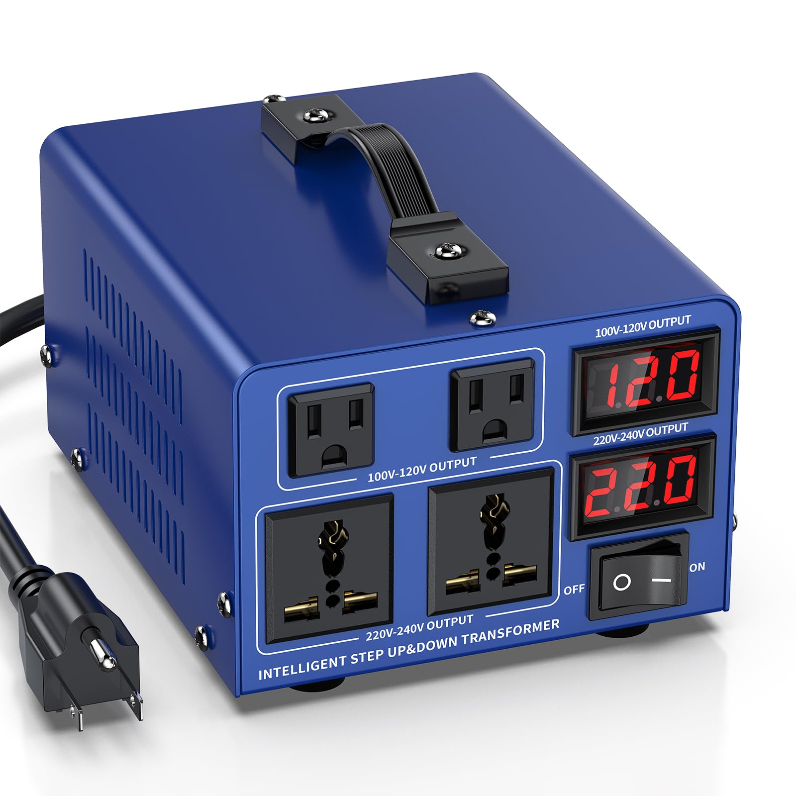 CELYYPU 1500 watt Voltage Conversion Transformer Heavy-Duty Step-up/Step-Down AC 110V/120V/220V/240V Power Conversion, with resettable Circuit Breaker