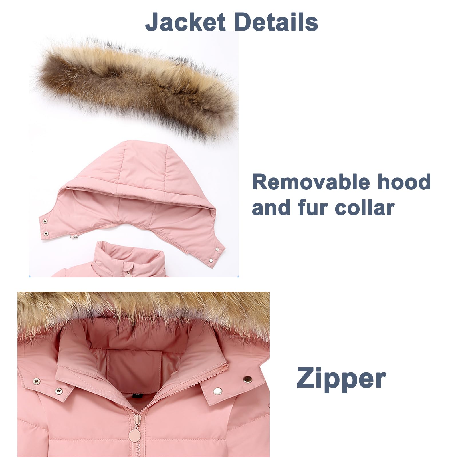 BRONG Hiver Enfants Habit ee Neige Unisexe Veste Détachable Encapuchonné Doudoune Manteau avec Pantalons de Neige 2 Pièces Bébé Ski Tenue Ensemble