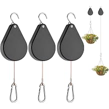 2026 Upgraded Retractable Plant Hanger,Plant Pulleys for Hanging Plants,Easy to Raise and Lower,Quick Lock,Heavy Duty, Adjustable Hook for Garden Baskets Pots,Birds Feeder,3Pcs,Black