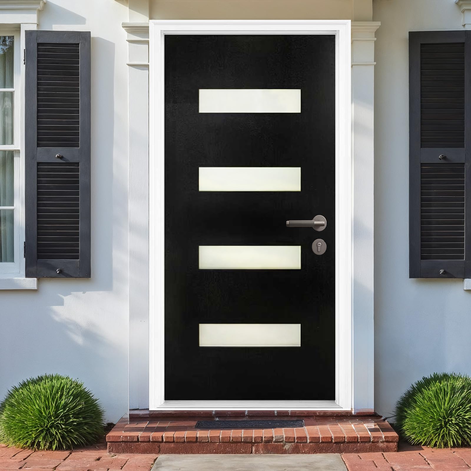 Photo 1 of *** door has scratches***Rovibek Fiberglass Front Door, 36x80 Inch Exterior Door with 4-9/16" Vinyl Frame Left Hand Inswing, Knock-Down Entry Door for Home Entrance Contemporary Style, Balck