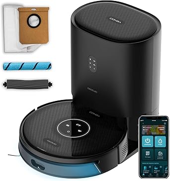 Robot Aspirador y Friegasuelos Conga 14090 Twice Roller Home and Fill, Base de Autovaciado de Polvo y Agua, Navegación Láser, 8000 Pa, Fregado, App y Conexión Bluetooth y WiFi 2,4 GHz y 5 GHz2