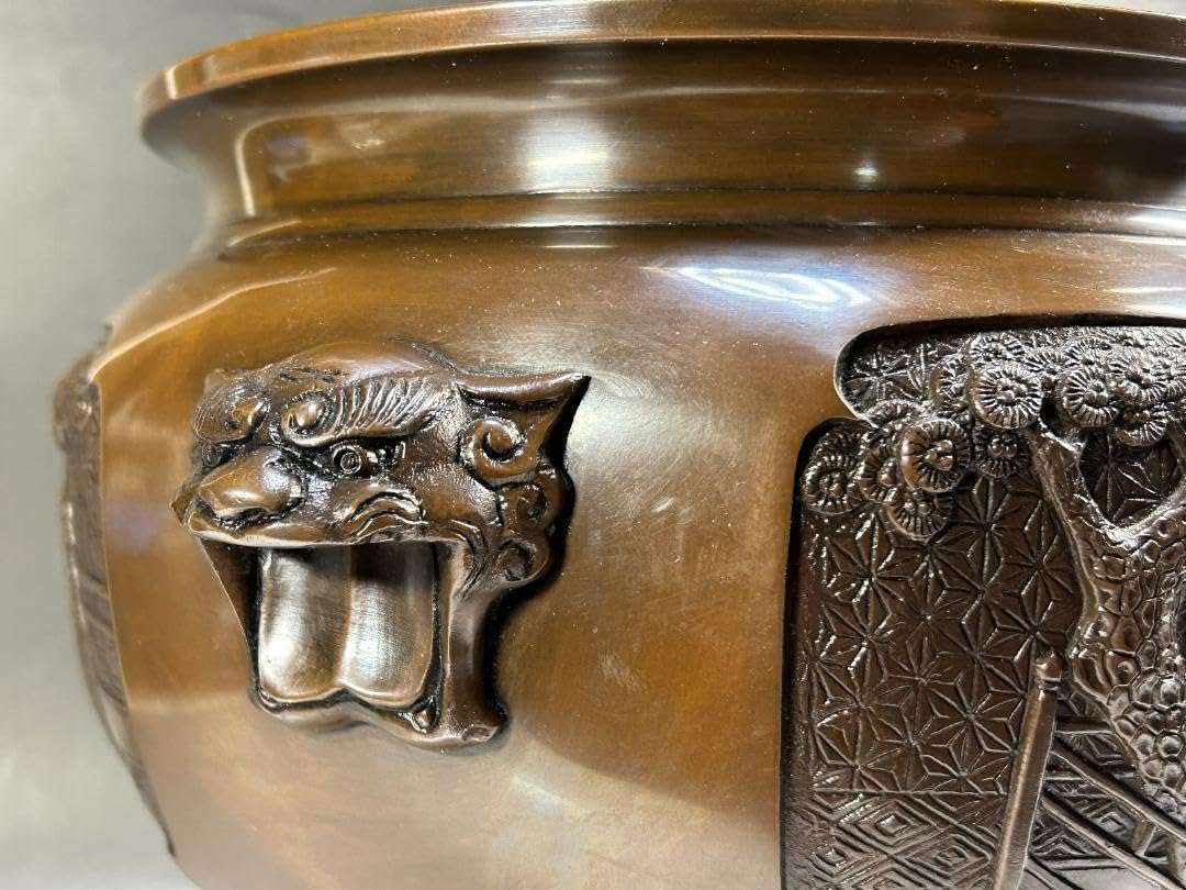 BB　唐銅　火鉢　昌龍　銘入り　茶道具　獣耳　銅製　古美術 時代　仏教美術　骨董 Amazon.co.jp: B 唐銅 火鉢 昌龍 銘入り 茶道具 獣耳 銅製 古