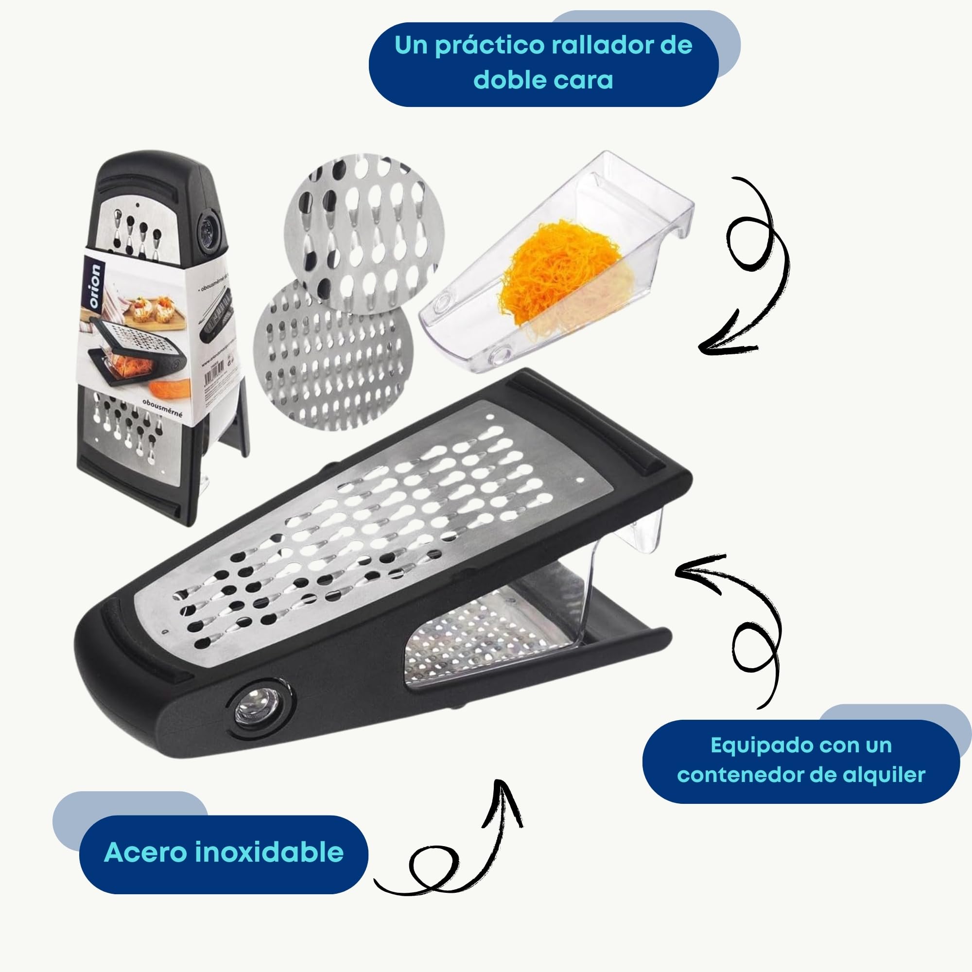 Orion Group Rallador de cocina con recipiente 4 cm