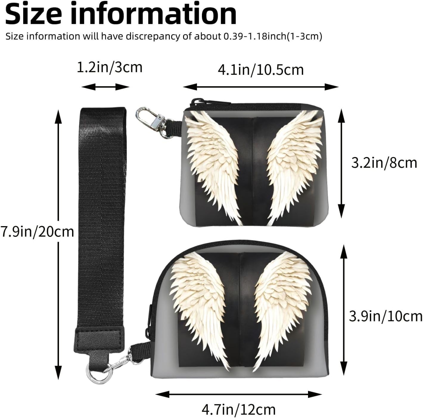 Angel Feathers Print Zipper Pouch Mini Makeup Bag For Purse Lipstick Cosmetic Travel Make Up Organizer For Women image 3