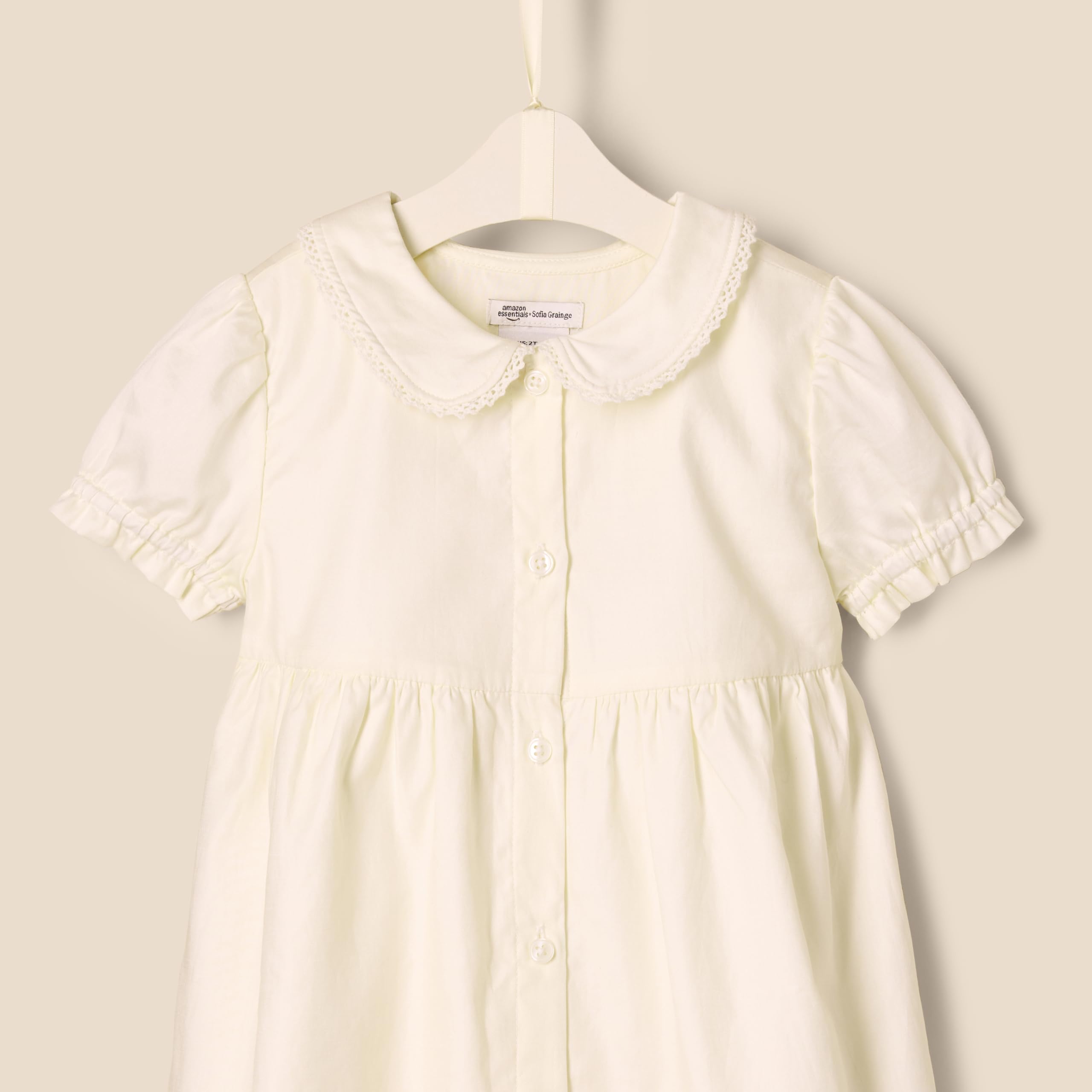 Amazon Essentials x Sofia Grainge Abito in Raso di Cotone con Colletto Bimba e Bambina
