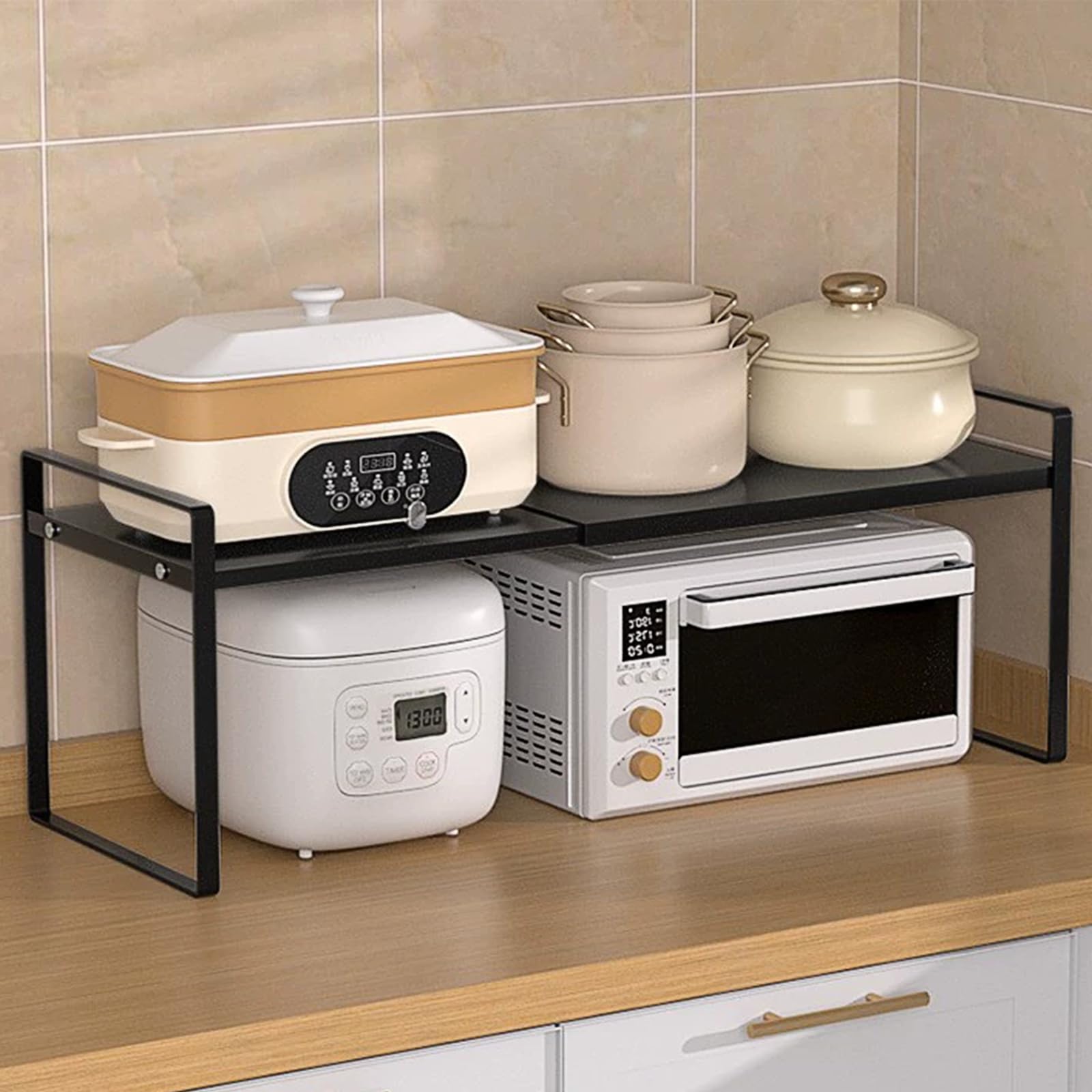 Scaffale da Cucina Espandibile 35-65cm Organizer Regolabile per Armadio Ripiano per Armadio da cucina, Ripiano per Spezie Regolabile, Mensola da Cucina per Banconi Dispensa